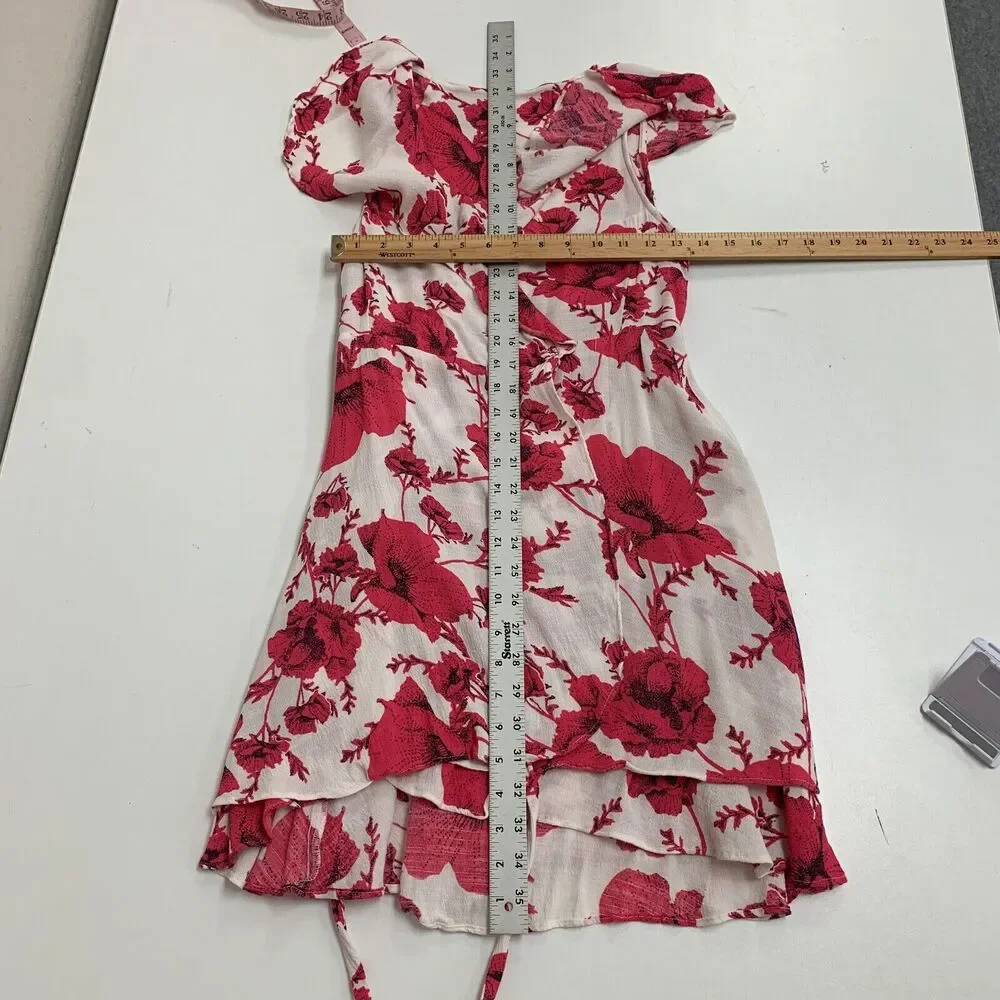Free People French Quarter Wrap Dress Womens Extra Small Floral Waist Tie Ruffle